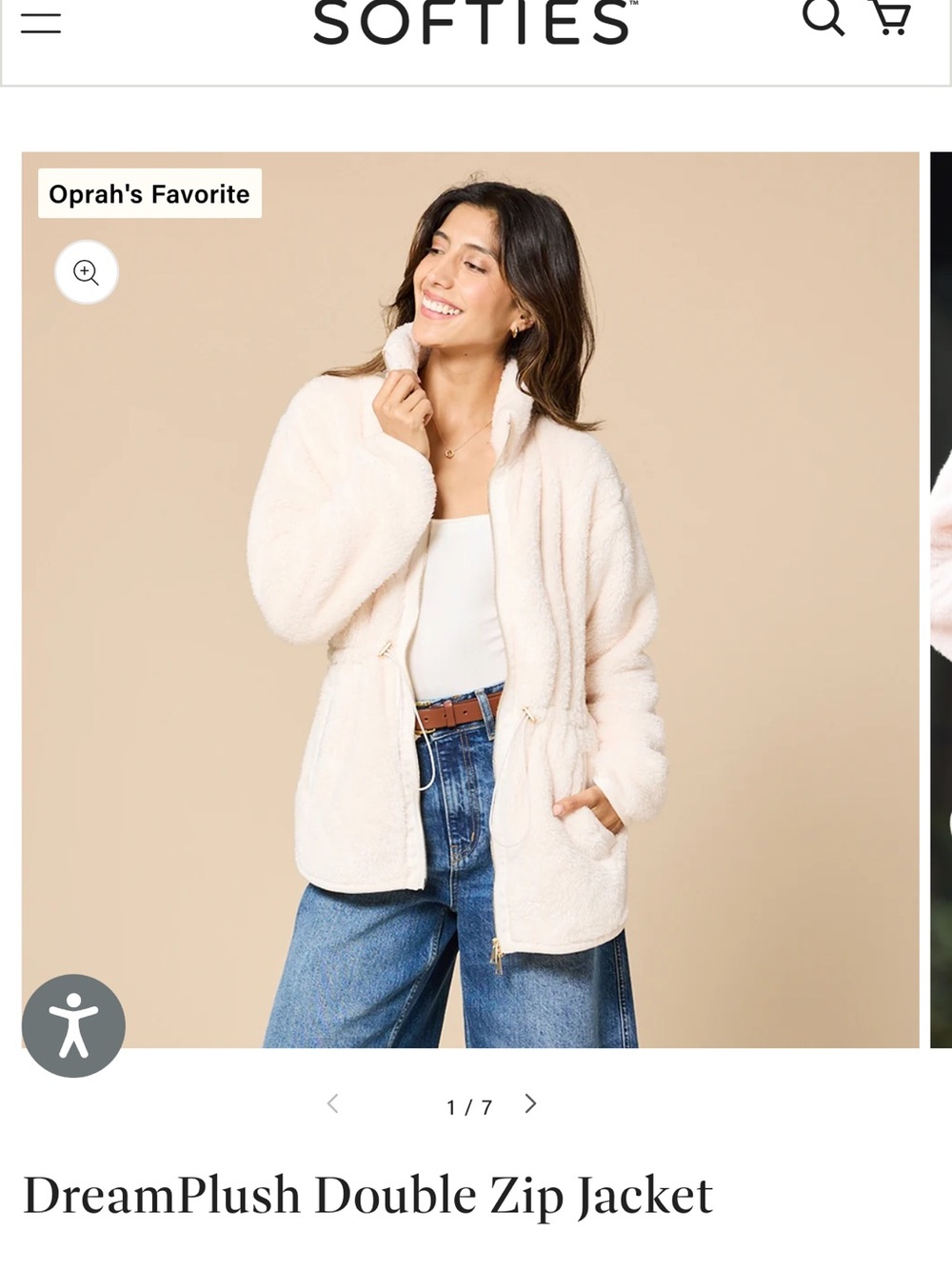 Softies DreamPlush Teddy Jacket in Cream - Double Zip